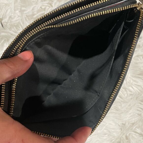 Coach Color Block Rouge Creme Pebbled Leather Large Double Zip Wristlet Clutch - Picture 8 of 16